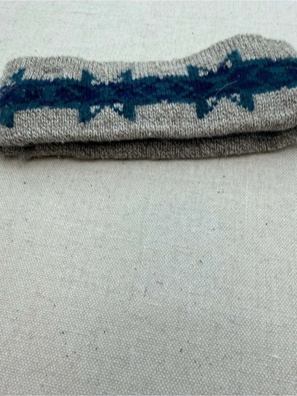 Cozy Knit Headband in Heather Gray with Teal Star Stripe